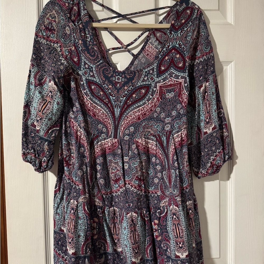 Umgee Multicolor Paisley Blouse with Crisscross Back